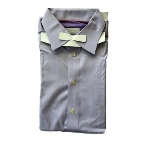 ETON Lavender Striped Dress Shirt 100% Cotton Contemporary Fit Size 16.5 / 42